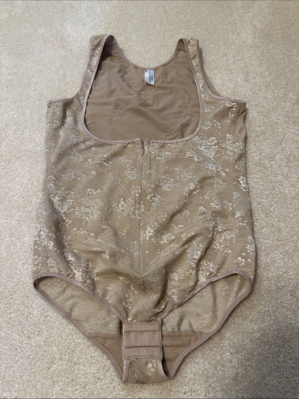 Flexees Beige Floral One-Piece shaping Bodysuit size L